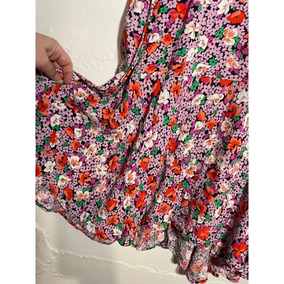 Ann Taylor Floral Dress Short Sleeve Drop Waist Flowy Romantic Oversized Size M - Picture 3 of 13